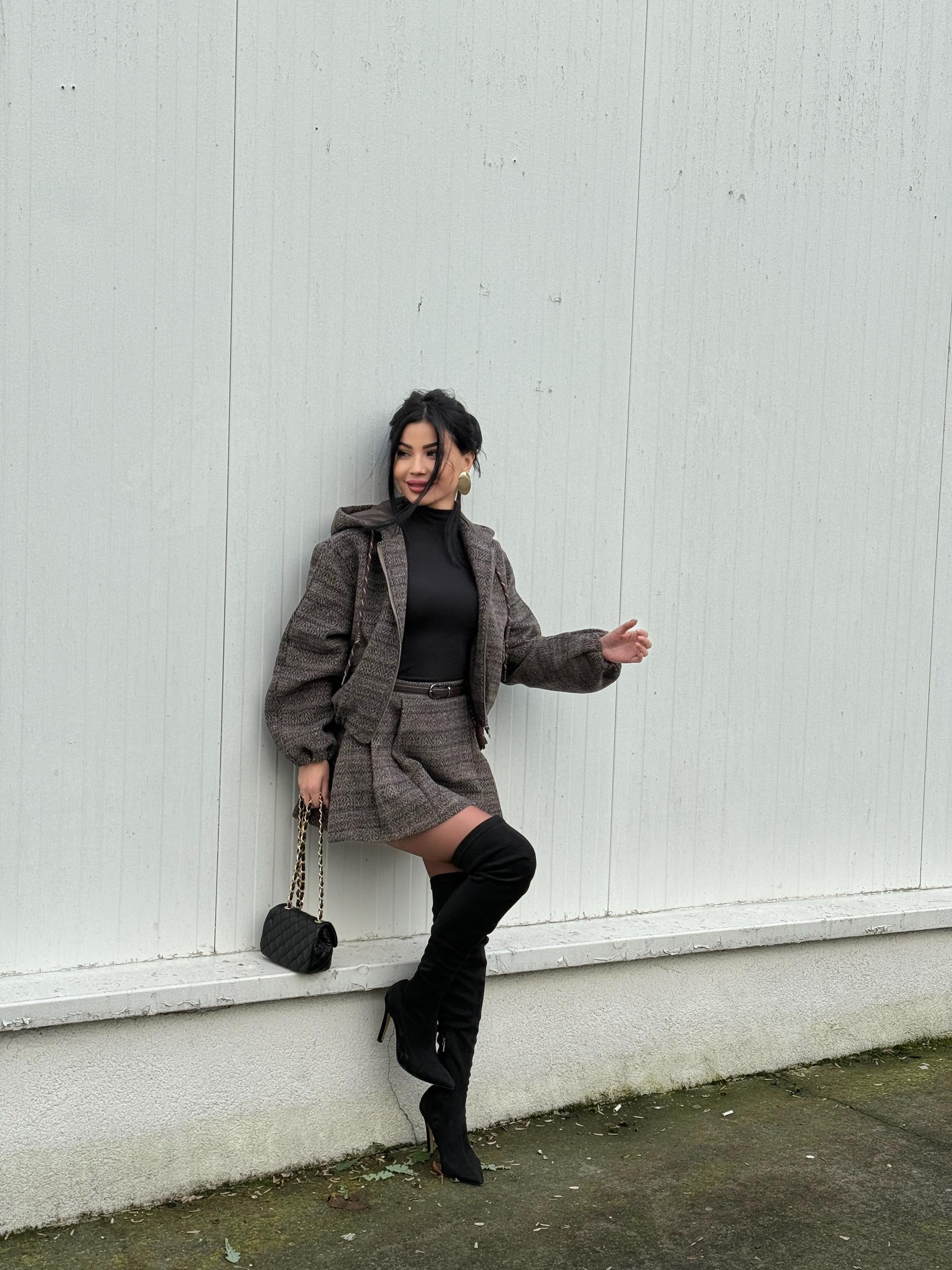 YUNLU KALİN BOMER CEKETLİ ŞORTLU TAKİM