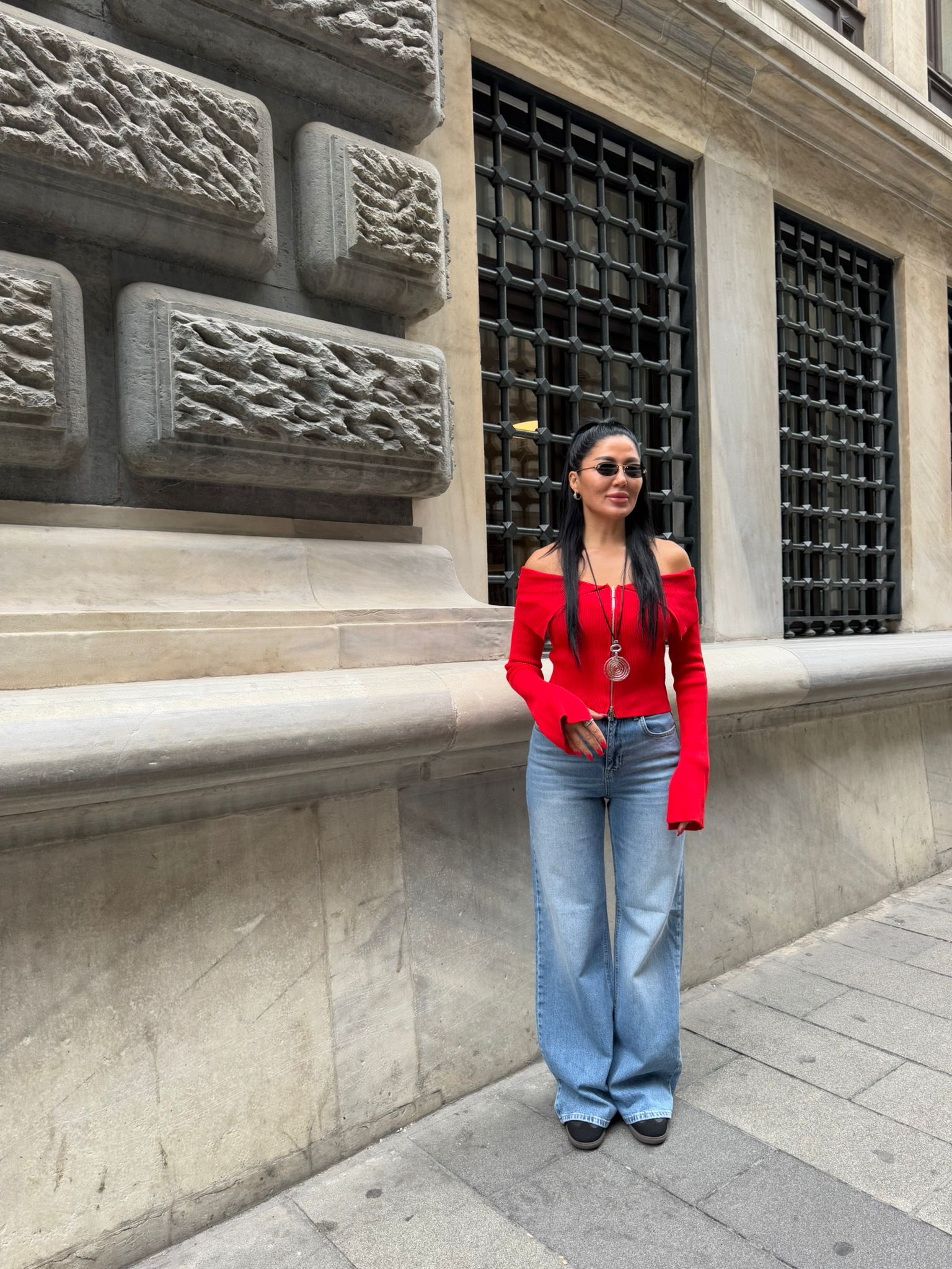 Triko Fermuar Detaylı Bluz