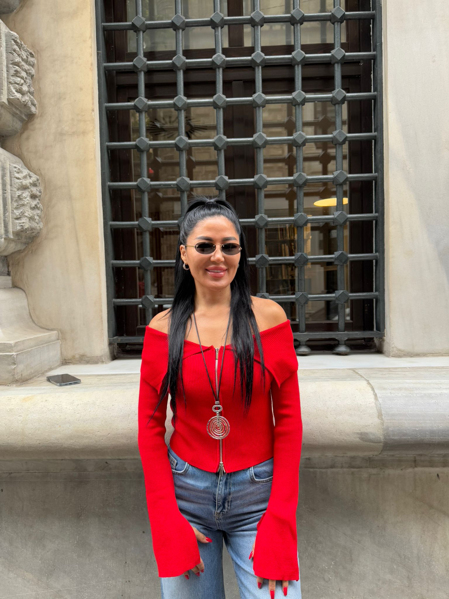 Triko Fermuar Detaylı Bluz