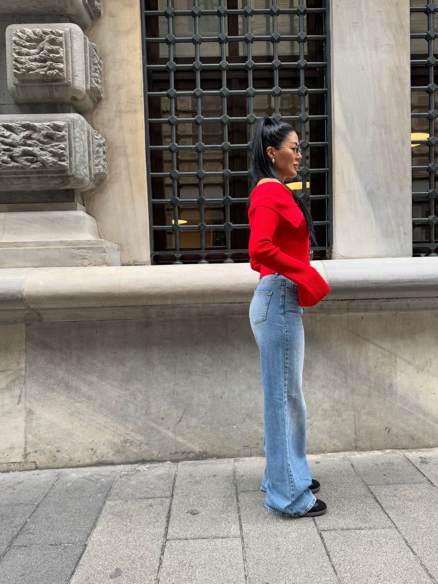 Triko Fermuar Detaylı Bluz